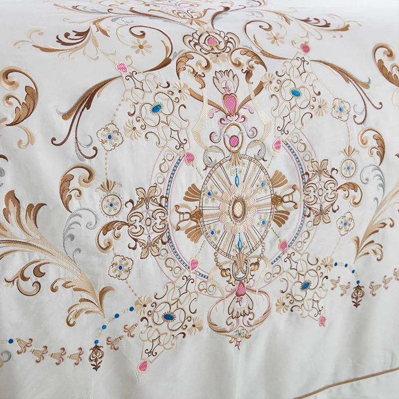 Чисто белый вышитый хлопковый Американский домашний текстиль комплект из