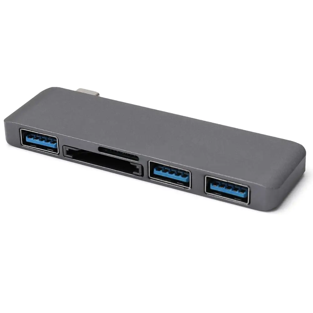 Серый Usb type C концентратор 5 в 1 USB-C адаптер с SD/Micro SD картридеры USB 3,0 порт USB 2,0 порт для нового Macbook Pro Air A1932 - Цвет: Серый