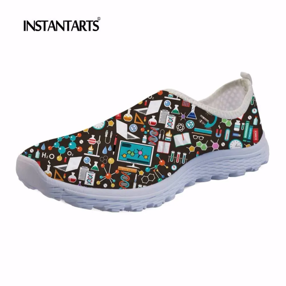 

INSTANTARTS Science Pattern Summer Mesh Men Shoes Lightweight Slip-on Loafer Shoes for Male Stylish Sneaker Shoes Homme Boys