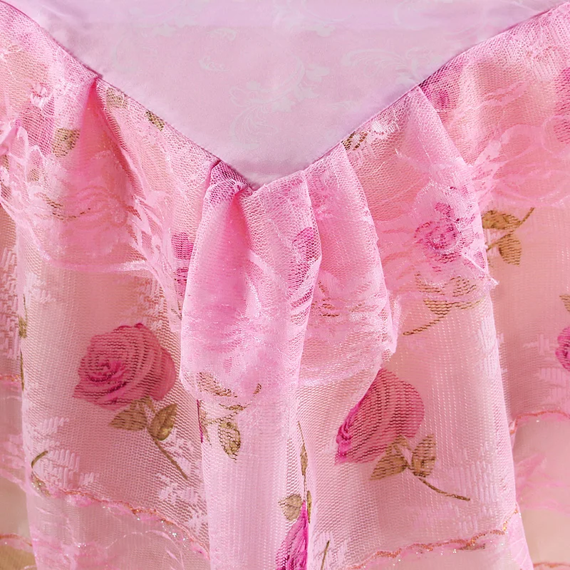 Розовая юбка-кровать из полиэстера 1 шт. кружевное постельное белье принцессы