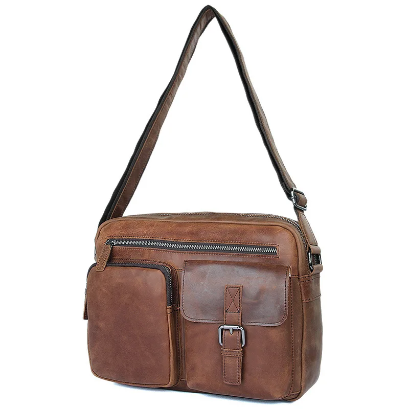 

Nesitu High Quality Promotion Brown 100% Guarantee Genuine Leather Crossbody Men Messenger Bags Shoulder Bag #M1017
