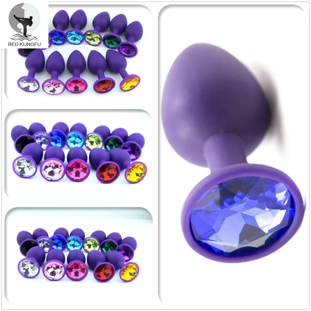 BED KUNGFU Silicone Anal Plug Red Pink Purple Black Anus Toys S M L Bead Suppository | Красота и здоровье