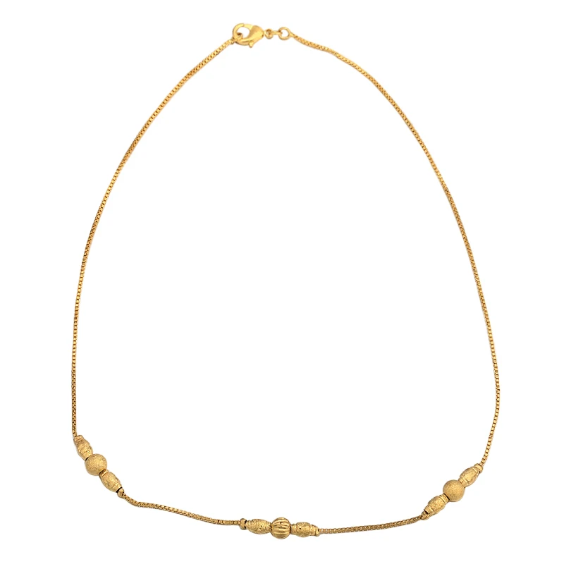 Vintage Beads Necklace 1mm Box Chain Gold color Clavicle For Women Jewelry Gift Collier |