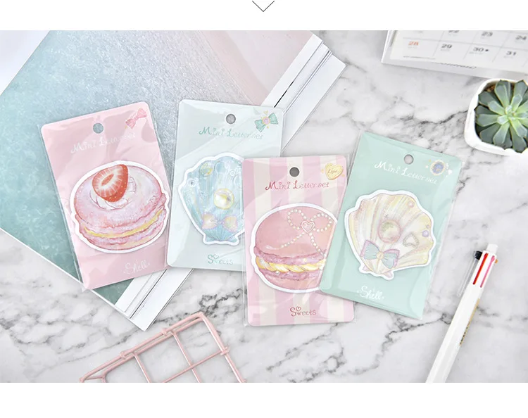 Macaron Cate Shell Pearl Sticky Note memo pad Planner самоклеющаяся наклейка Kawaii школьная Закладка канцелярские принадлежности