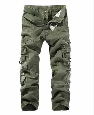 015 Army green Топ Мода Мульти-карман, Для мужчин Брюки карго человек камуфляж военный камуфляж Мотобрюки отдыха Брюки для девочек плюс Размеры 28-40 - Цвет: 015 Army green