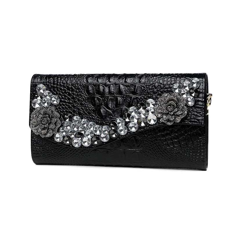 Женская сумка клатч из натуральной кожи Serpentine с цветком и цепочкой Длинный