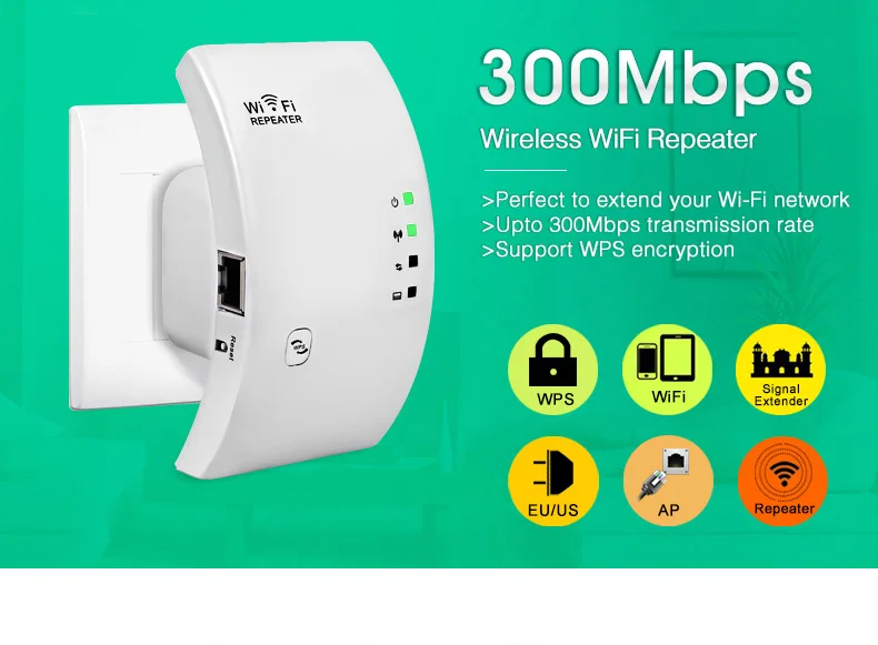 Беспроводной WiFi ретранслятор 300 Мбит/с WiFi удлинитель 802.11N/B/G Wifi сетевая антенна усилитель сигнала Wi-Fi Wps шифрование
