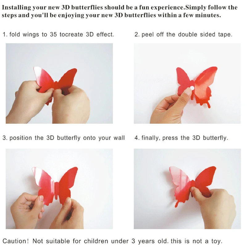 Распродажа 12 шт./лот ПВХ 3D водонепроницаемые наклейки на стену с Бабочка Арт