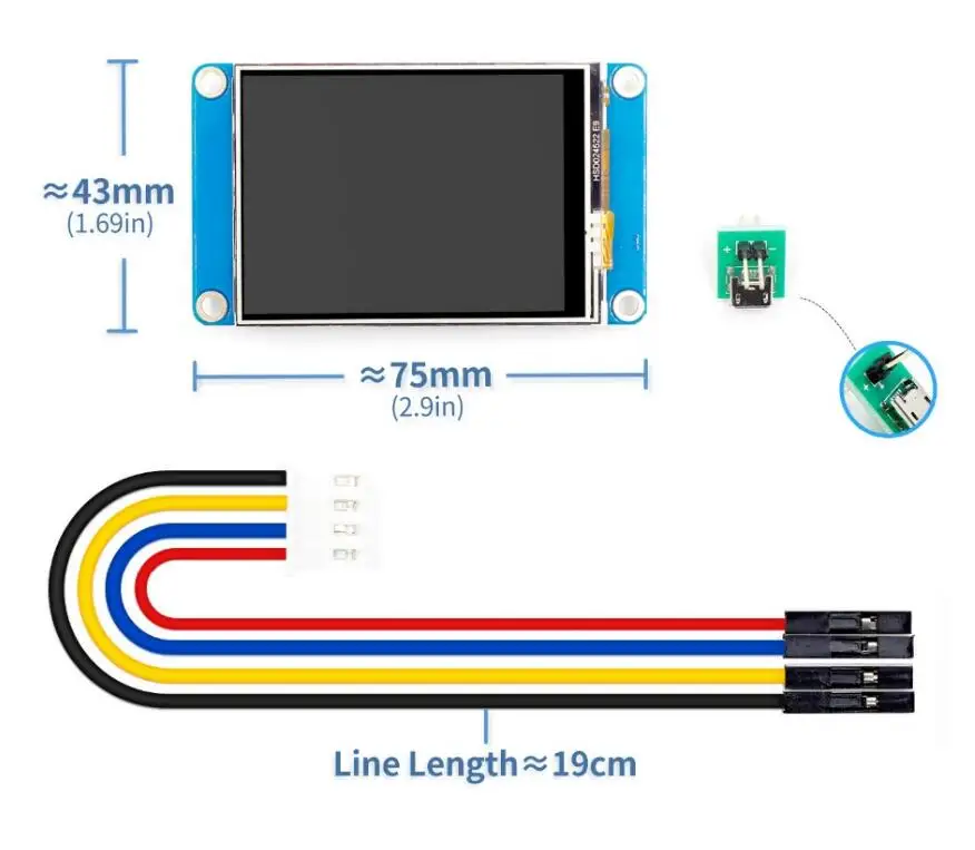 2.4" TFT 320 x 240 Resistive Touch Screen USART UART HMI Serial LCD Module Display For Arduino Raspberry Pi 2 A+ Connector |