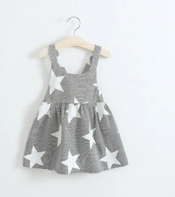 Fashion Summer European style Baby Girl Dress Cotton Backless Star Print Princess 2017 Good Quality | Детская одежда и обувь