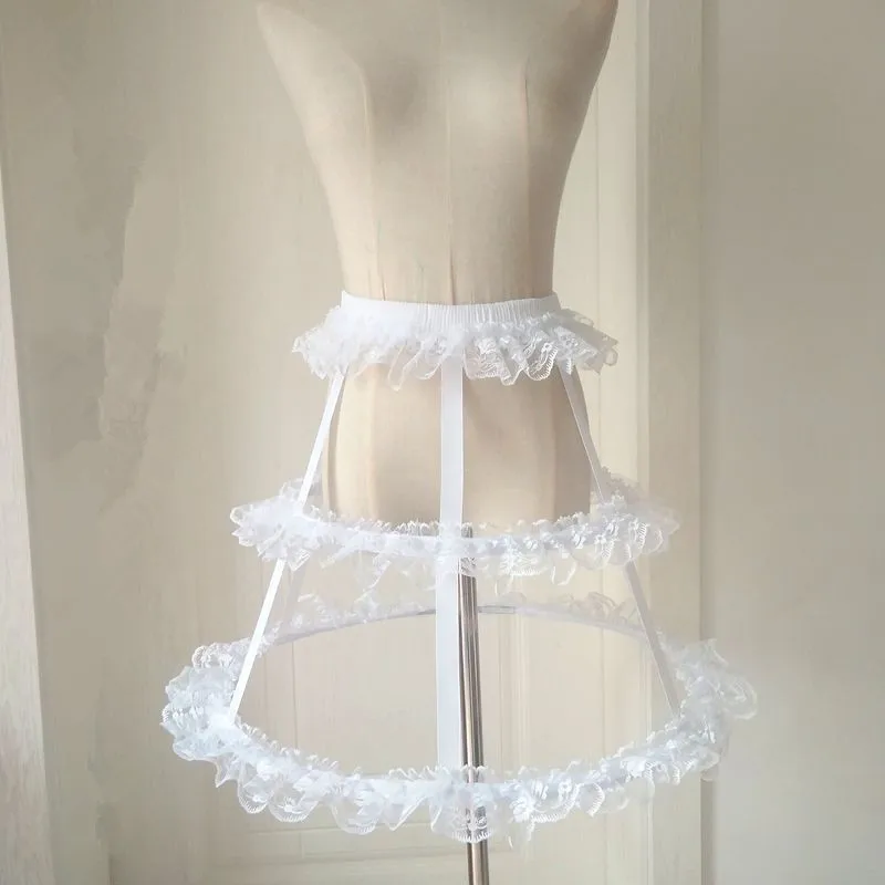 Новый стиль Подъюбники 2 Обручи короткий подъюбник кринолин с кружевом для