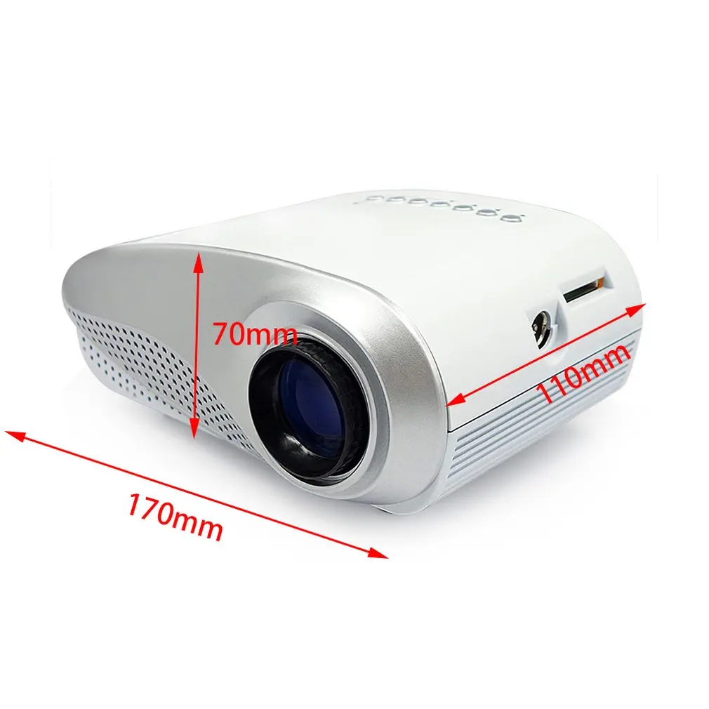 Rigal RD802 портативный кинопроектор для домашнего кинотеатра 480x320P USB VGA Высокое