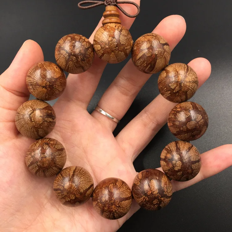 Тибетско буддистские молитвенные бусы браслет с орнаментом из натурального