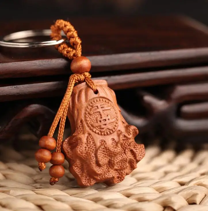 Китайская резная надпись из персикового дерева безопасное и благоприятное слово