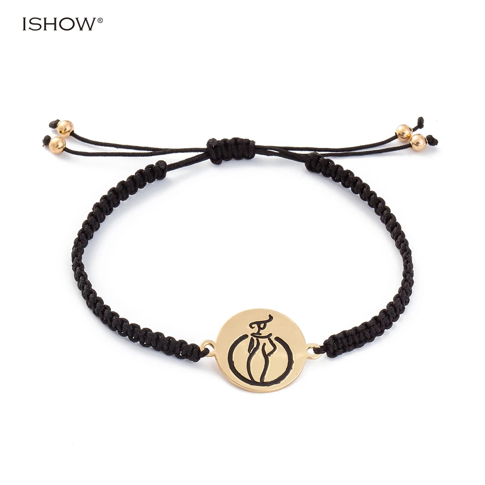 ISHOW черный строка плетеный браслет для мужчин и женщин ювелирные изделия
