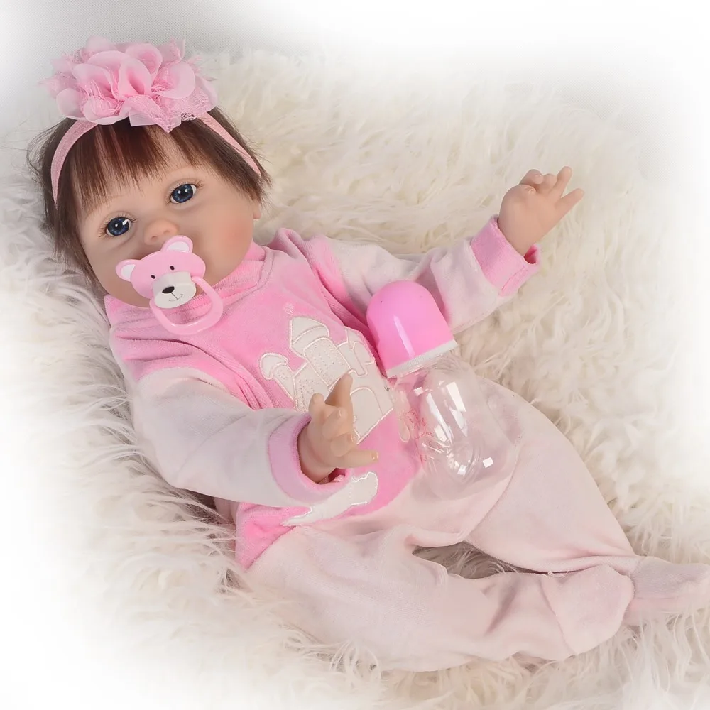 22inch 55cm soft Silicone Reborn Baby Doll Toy Realistic white skin alive Girls Babies Kid collection lifelike bebe | Игрушки и хобби