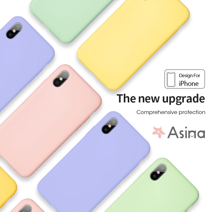 Официальный жидкий силиконовый чехол для iPhone 7, 8, 6, 6 Plus, однотонный Прозрачный Бампер для iPhone X, Xs, Max, XR, Funda Coque Capa