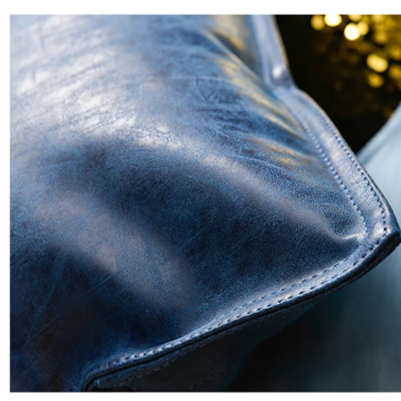 Роскошный домашний декор мягкая искусственная кожа наволочка серый синий