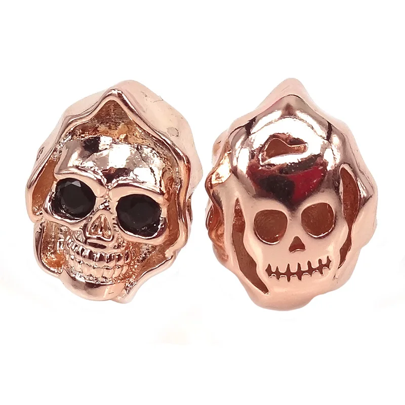 CZ Pave Demon металлические бусины с черепом черный серебристый золотой розовое