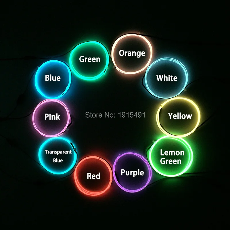 10 видов цветов в наличии водонепроницаемый 3В неоновый гибкий светящийся EL