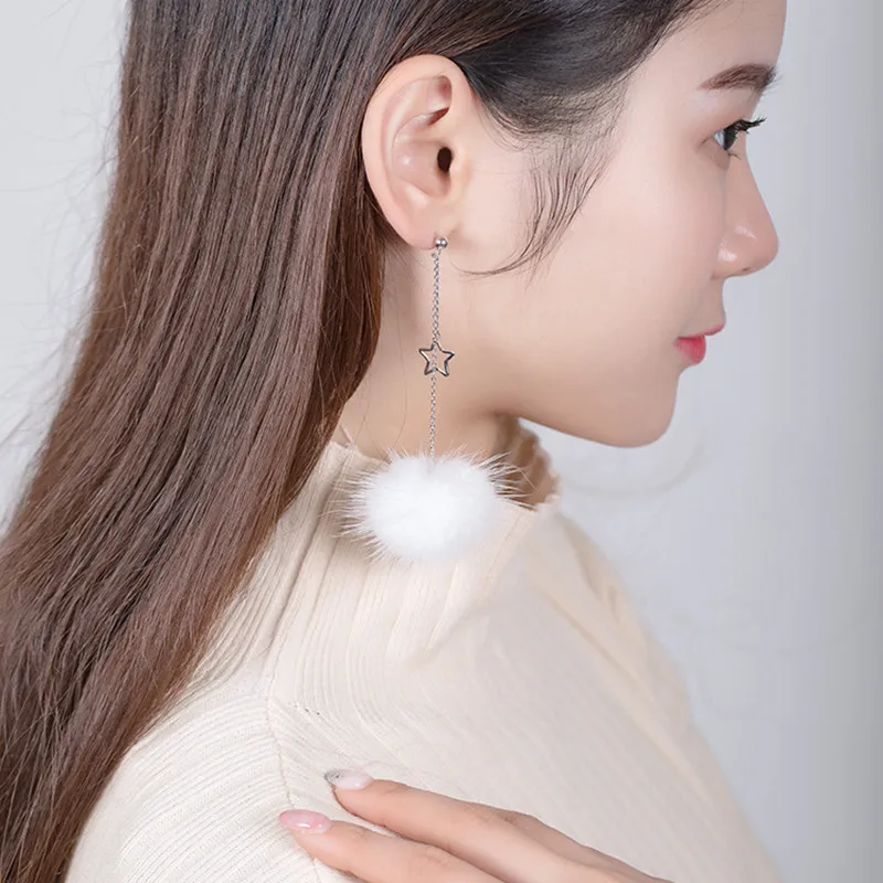 Uglyless Real 925 Sterling Silver Hollow Stars Earrings for Women Vacation Style Hairballs Summer Dress Long | Украшения и