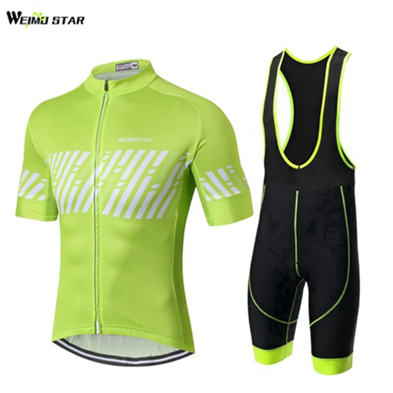 

Green Men's Sportswear Cycling Wear MTB Cycling Clothing Jersey bib shorts set Team Bike uniform Cycle shirt cycling jersey suit