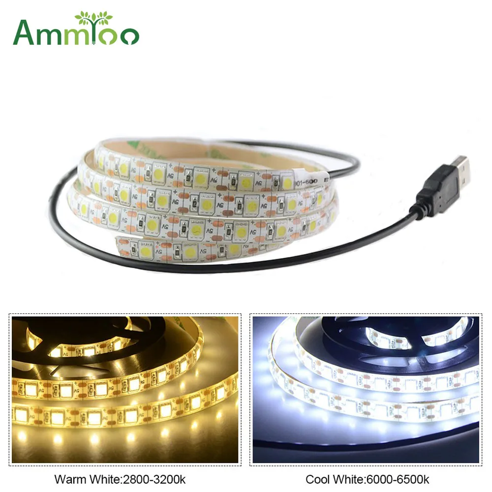 Светодиодная водонепроницаемая лента AmmToo USB 5 в постоянного тока SMD 5050 60