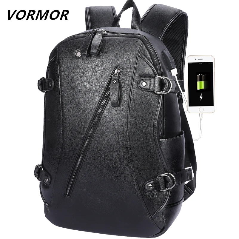VORMOR, usb зарядка, мужской рюкзак, многофункциональный, водонепроницаемый, 14 дюймов, сумка для ноутбука, из искусственной кожи, деловая, дорожная сумка для мужчин