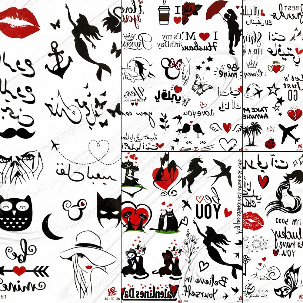 Временная татуировка забавного самолета кошки русалки феи для детей боди арт