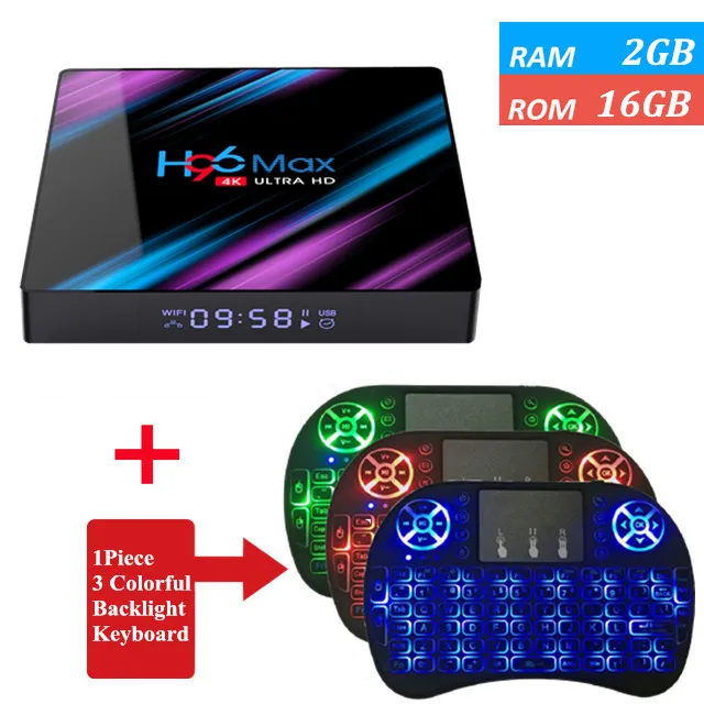 16G I8 Backlit H96 MAX 4 Гб 64 Гб ТВ приставка Android 9,0 Rockchip RK3318 32 Гб 16 Гб USB3.0 H.265 4K двойной wifi BT4.0 PK T95 HK1 плюс Смарт ТВ приставка - Цвет: 16G I8 Backlit