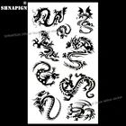 Временная татуировка SHNAPIGN с черным драконом тотем, боди-арт, татуировка на руку, наклейки 17*10 см, водостойкая искусственная хна, безболезненная наклейка