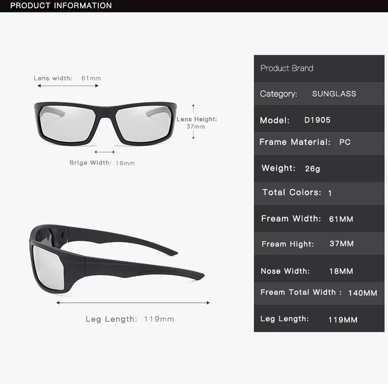 Новые мужские солнцезащитные очки для вождения на открытом воздухе фотохромные
