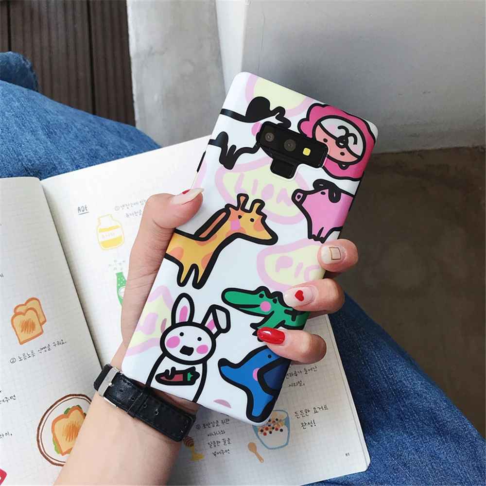 Cartoon Zoo Lion Rabbit Animal Case For Samsung Galaxy S8 S9 S10 Plus Lite S7 Edge Note 8 9 Matte Soft IMD Silicon Cover |