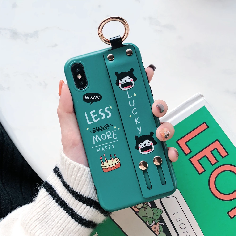 Модный Зеленый чехол для IPhone X XR XS Max Lucky Girl с ремешком на запястье Iphone 6 6s 7 8 Plus |
