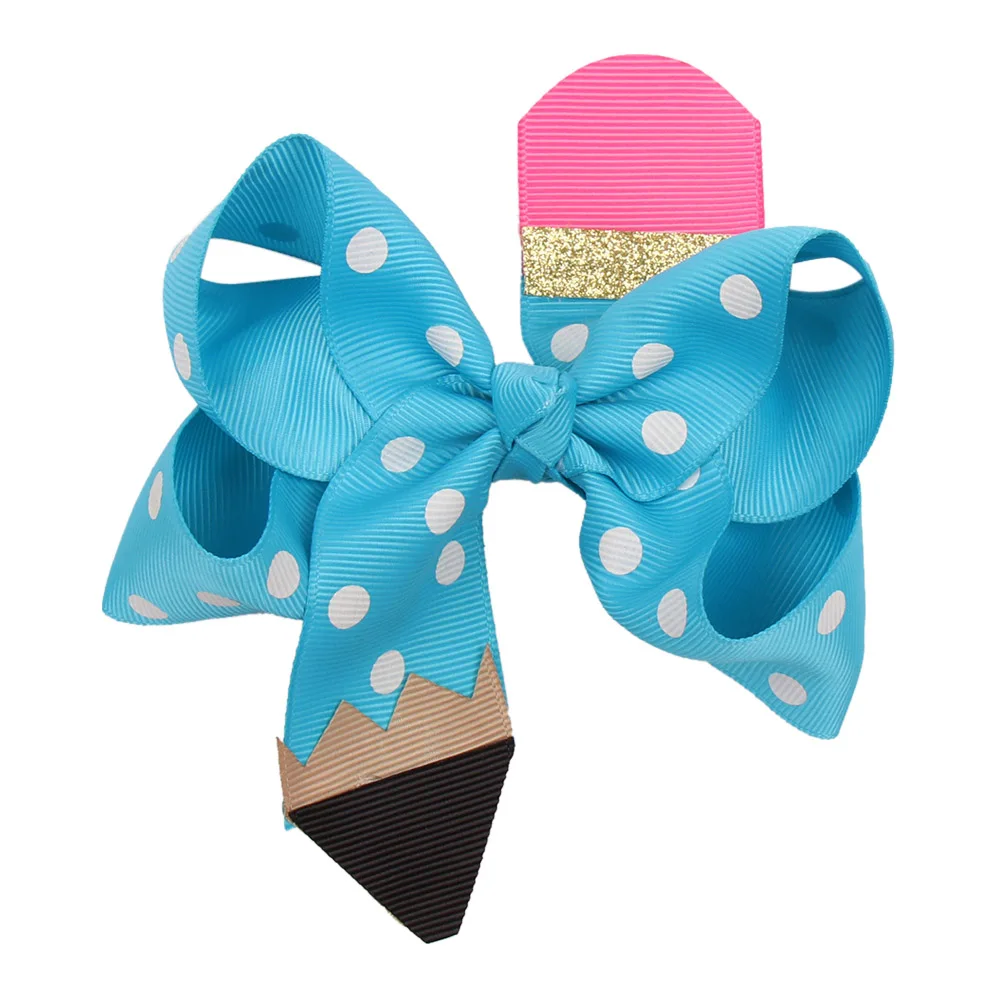 

Oaoleer Hair Accessories BACK TO SCHOOL Hairgrips for Students Dot Grosgrain Ribbon Hair Bows Pencil Hairpins for Children Girls