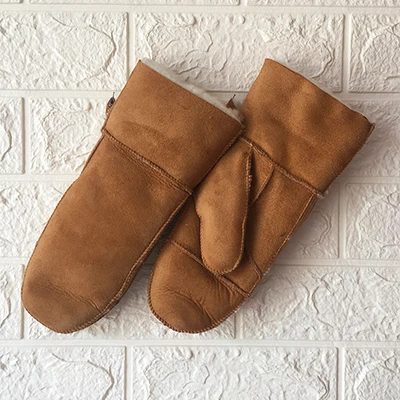 CAMEL Зимние перчатки guantes меховые варежки для женщин новые зимние теплые натуральный мех овчины шерстяные перчатки из натуральной кожи перчатки для дам - Цвет: CAMEL