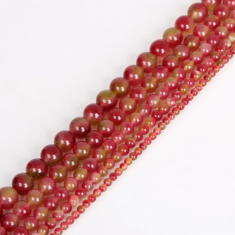 Новые натуральные камни розово-зеленые малазийские россыпью окрашенные бусины 4