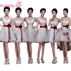 Вечернее платье подружки невесты из фатина цвета шампанского, с v-образным вырезом, размеры 6, 2020, платья для подружки невесты, B2692