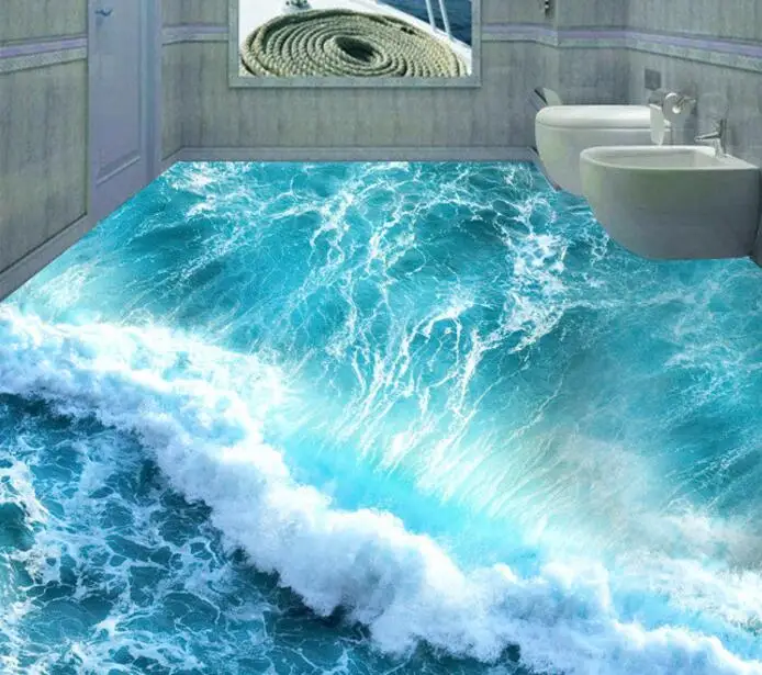 Бесплатная доставка 3D изготовленные на заказ стикеры стену океан в синюю