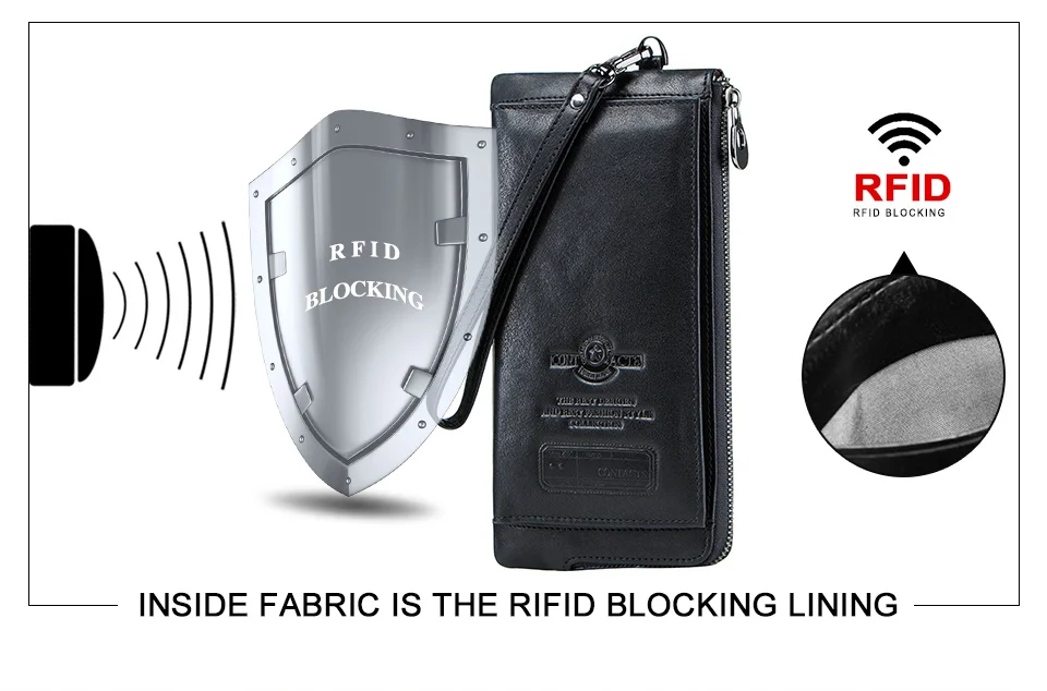 CONTACT'S Мужской клатч из натуральной кожи с замком RFID имеются отделения для хранения денег телефона карточек