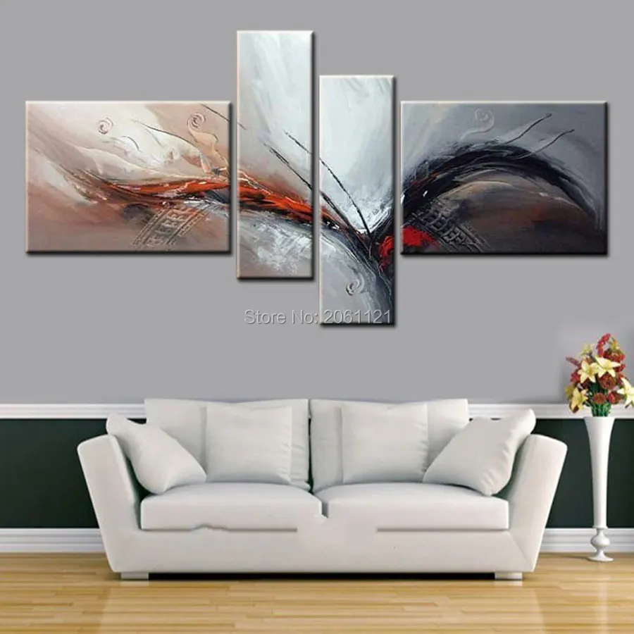 Картина абстрактная на стену с изображением птиц 4 шт. | Дом и сад