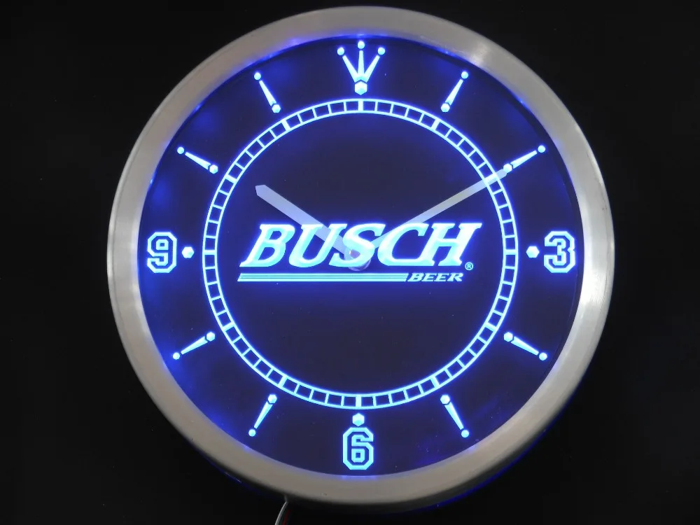 Nc0482 Busch Bar пивные неоновые световые вывески светодиодные настенные часы | Дом и