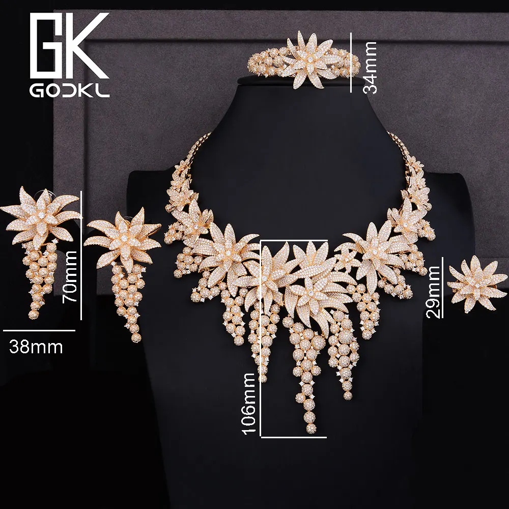 GODKI Роскошные виноград кубический циркон нигерийские Ювелирные наборы для