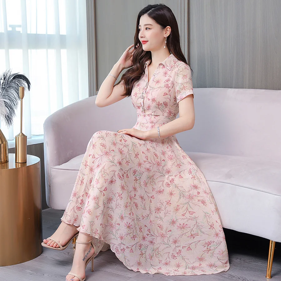Женское шифоновое платье Макси Boho винтажное длинное пляжное большого размера 3XL