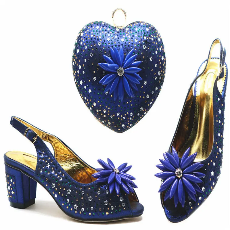 Dark Blue Capputine/новейший дизайн года; итальянский комплект из туфель и сумочки персикового цвета; модные вечерние туфли в африканском стиле с сумочкой в комплекте; 5 цветов - Цвет: Dark Blue