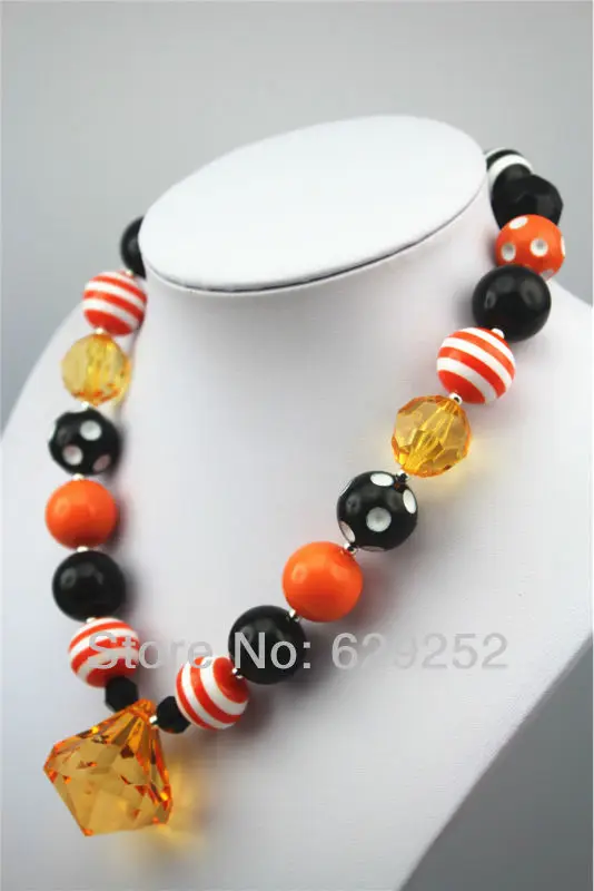 Грубая жевательная резинка для Хэллоуина черная и оранжевая бусина девочек