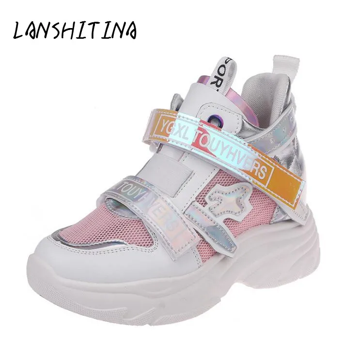 Женские кроссовки на платформе белые повседневные кожаные Chaussure Femme 2019 | Обувь