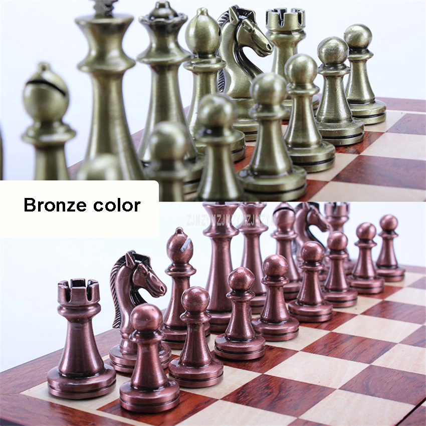 Деревянный международный набор шахматы металлические литые портативная