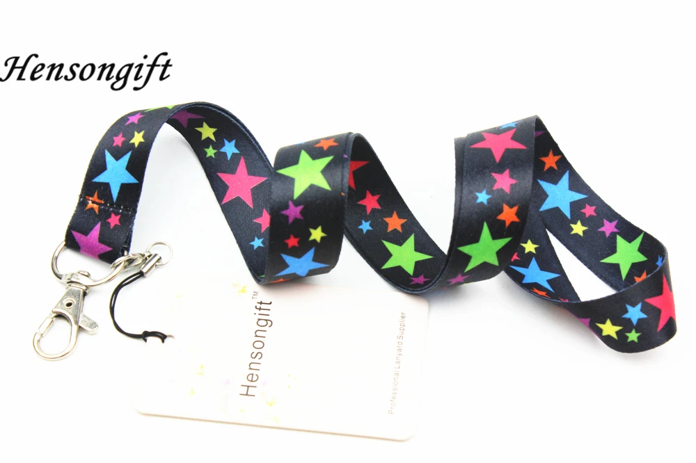 Hensongift Красочные Звезда ключ талреп футляры для идентификационных карт звезды мобильного телефона шеи ремни