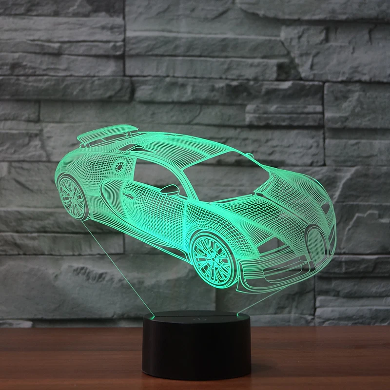 3D Оптическая иллюзия ночник 7 цветов LED лампа Bugatti Veyron для детей и взрослых